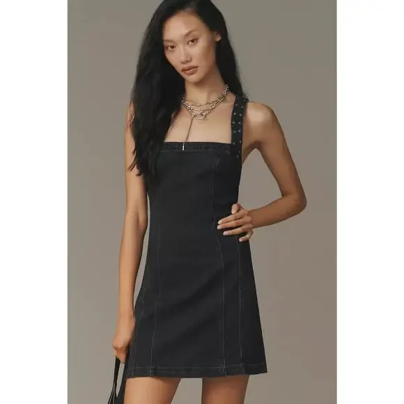 New Anthropologie Pilcro Studded Square-Neck Denim Mini Dress $158 X-LARGE  Grey is available for purchase on au PAY Market - Imported Goods Online  Store Co.Ltd. | au PAY Market - Online Shopping